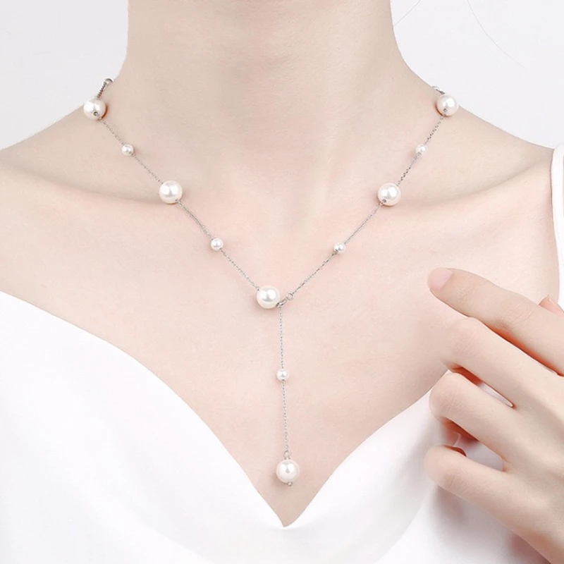 

S925 All-natural Pearl Collarbone Necklace for Women Baroque Jewelry Wedding Anniversary Gift