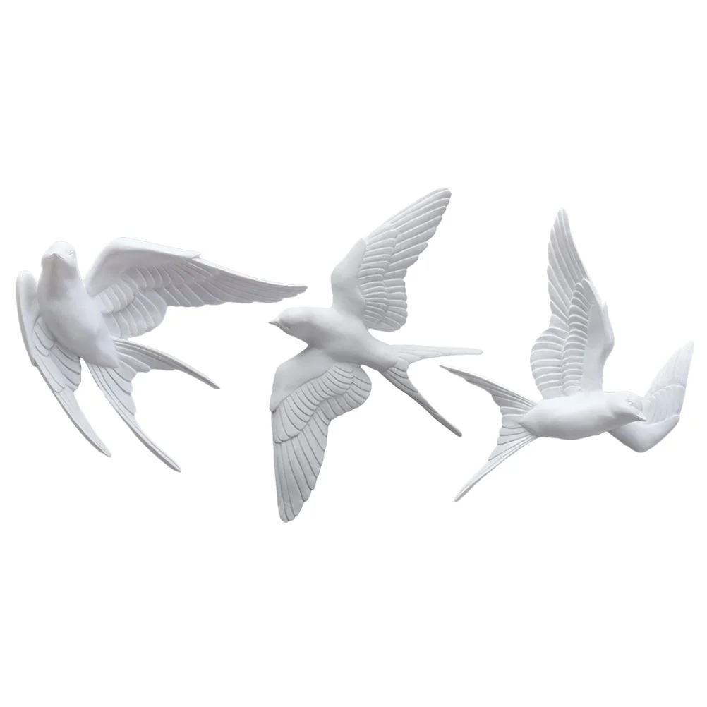 

3 Pcs Duck Ornament Room Wall Decoration Pendant Swallow Three-dimensional Bird Model Animal Birds White Decors