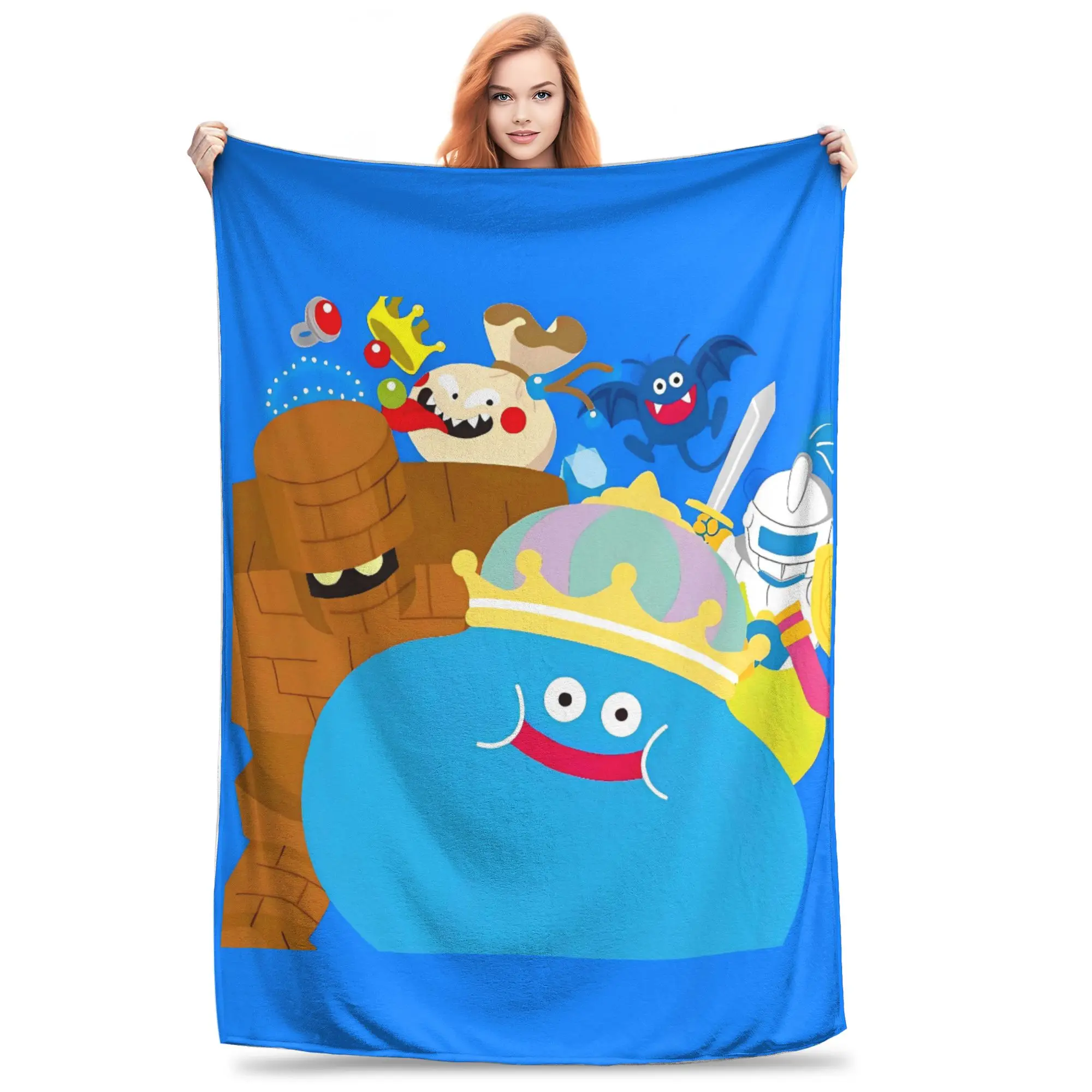 D-Dragon Quest Slime Blanket  Super Warm Comfortable Plush Throw Blanket For Girls Boys Bedroom Flannel Bedspread Bed Cover