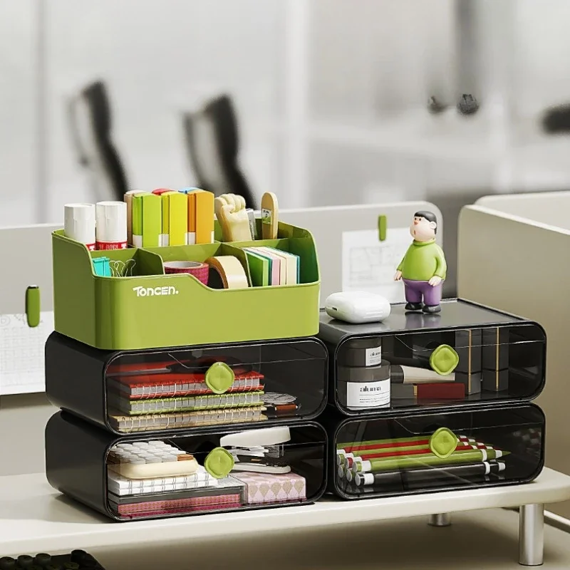 صندوق تخزين شفاف متعدد الطبقات لمنظم سطح المكتب قابل للتكديس لمستحضرات التجميل/اللوازم المكتبية صندوق نمط درج متعدد الألوان #1