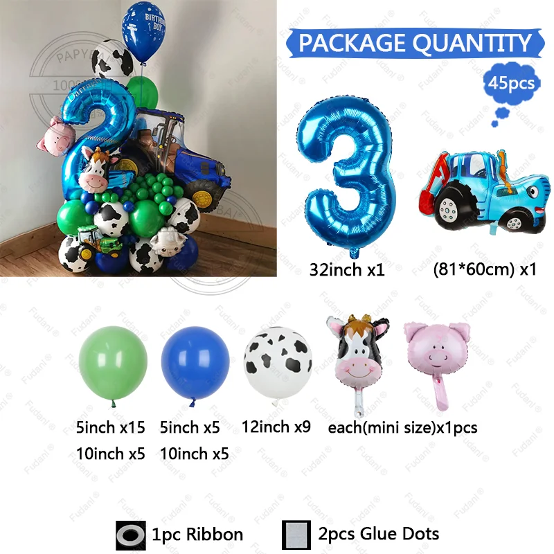 45개/세트 굴삭기 트랙터 숫자 풍선 건설 차량 포일  - Ornament Ball Set 리뷰 및 가격