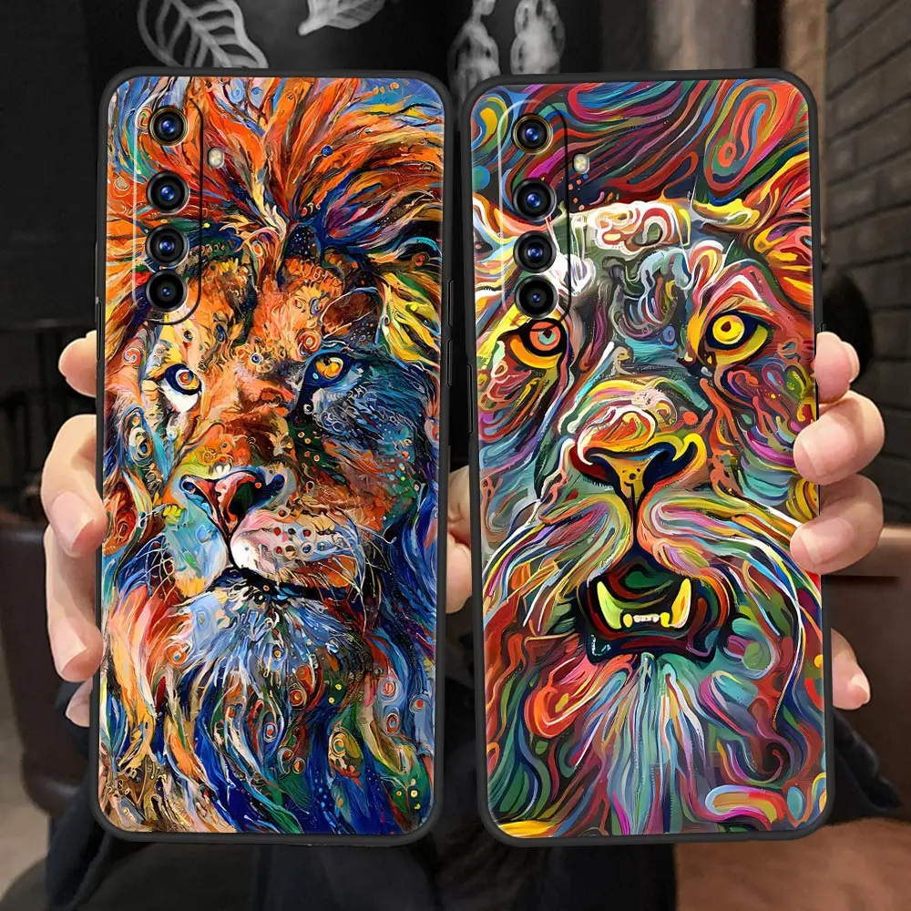 Abstract Surreal Animal Lion For Realme GT Neo 2 3 Phone Case For Realme GT Neo 2 3 9 8 7 6 GT2 Pro 9i C21 C3 C11 C25 C35 Cover