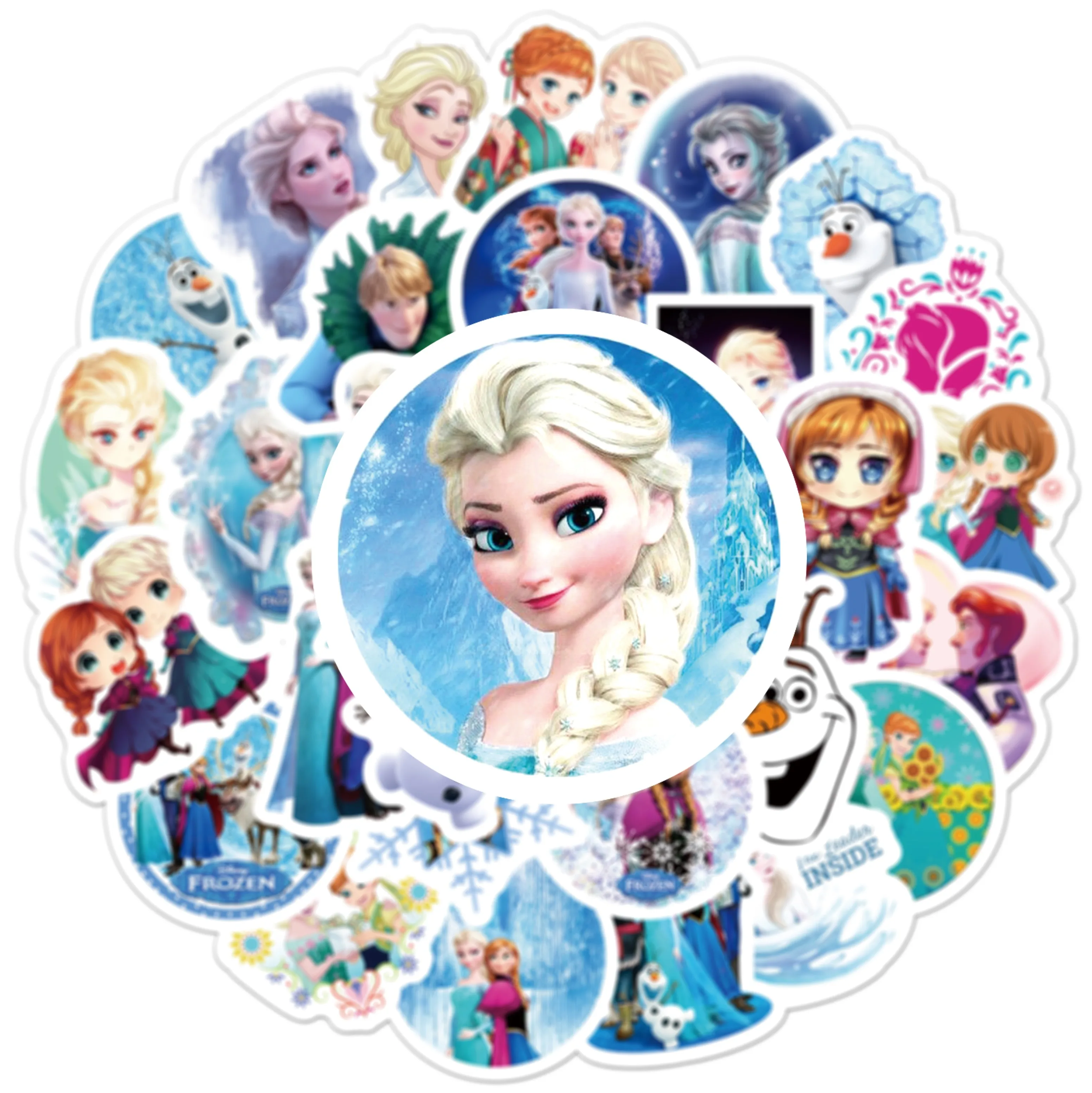 50Pcs Disney Frozen Princess Stickers Gift for Phone Luggage Scrapbooking Photo Album Stationery Decoration Sticker Toys