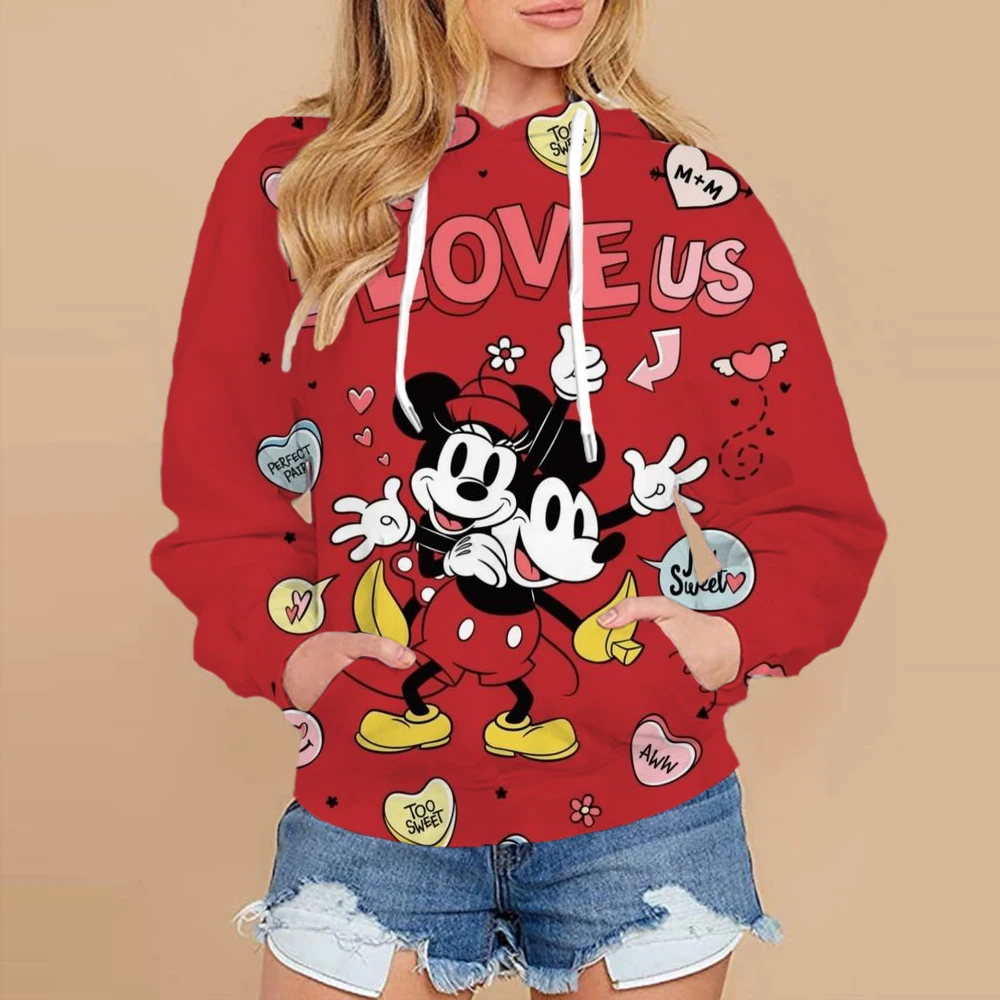 2024 Autumn Street Harajuku Fashion Women\'s Top Christmas New Mickey and Minnie Pattern Children\'s Casual Hoodie y2k