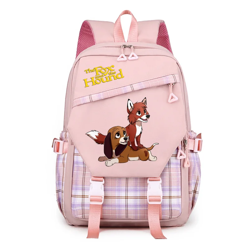 

Disney Fox and Hound Backpack for Girl Anime School Bag for Teenager Canvas Laptop Back Pack Women Rucksack Cartoon Backpack