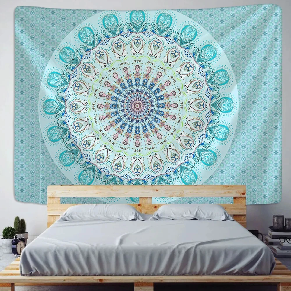 VIKAMA Indian Peacock Mandala Tapestry Wall Hanging, 6 Assorted Designs, Wall Decor for Bedroom Living Room
