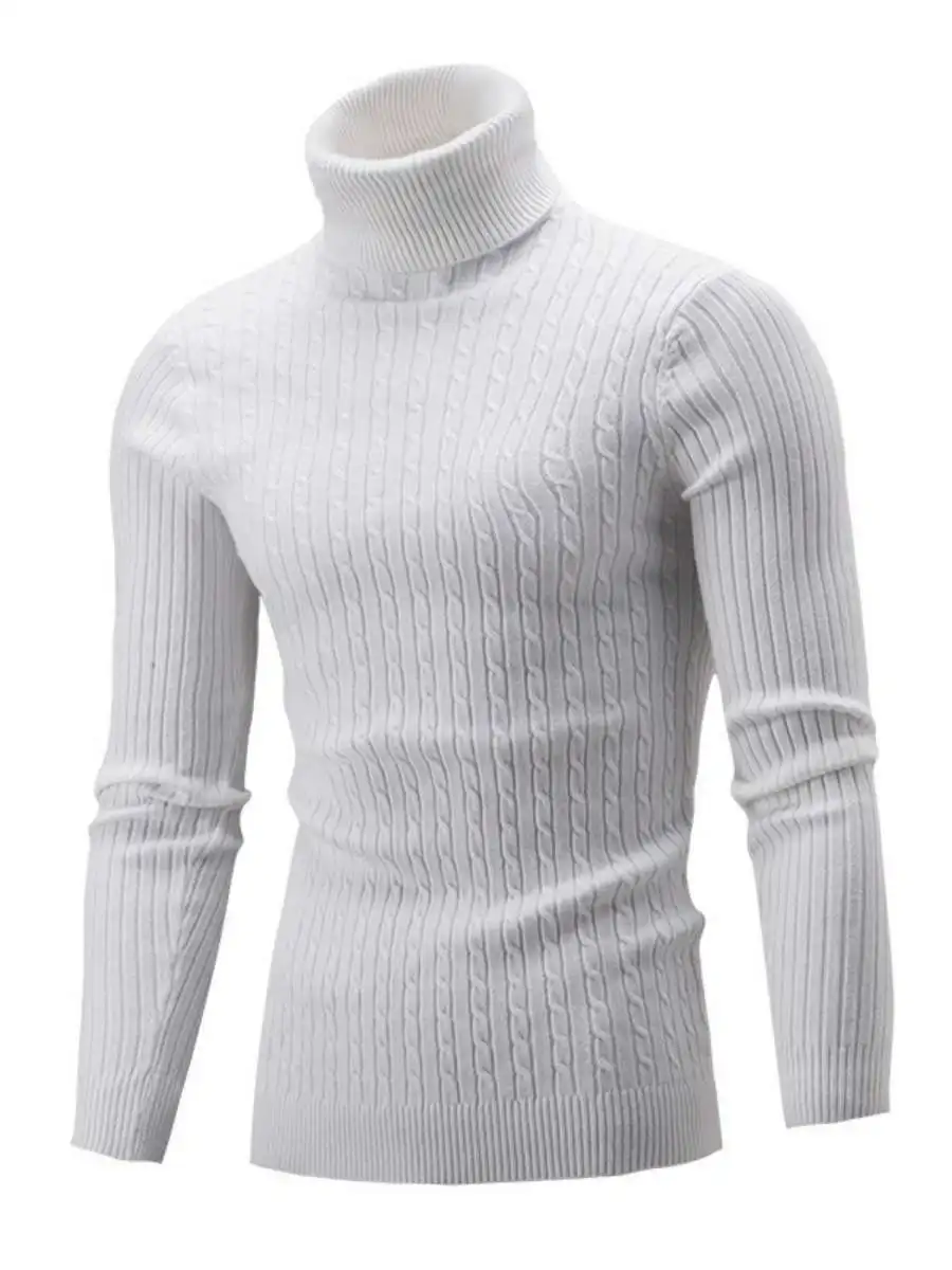 

Men's Knitted High Collar Sweater Autumn Winter Casual Wear Thermal Base Layer Pure Color Overhead Large Size Available