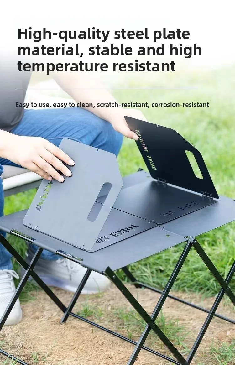 Campingkocher-Windschutz 4-fach faltbarer Windschutz Tragbarer klappbarer Herdschutz Outdoor-Kochen Hochleistungs-Windabweiser aus Kohlenstoffstahl – Detail 5