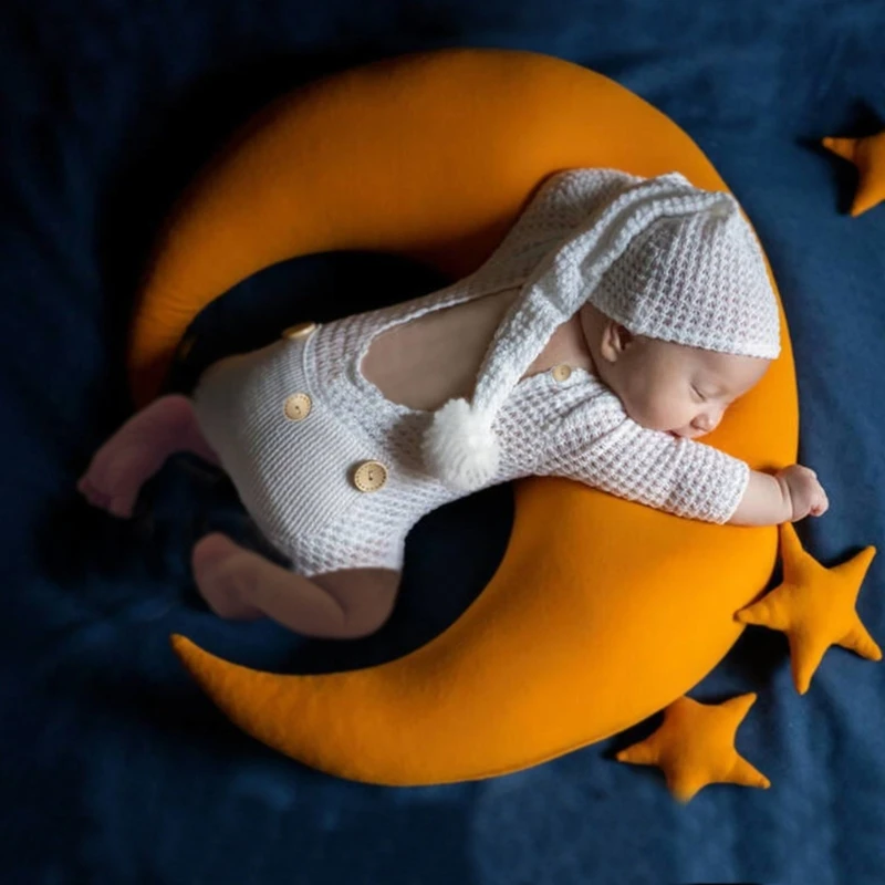 Roupa sessão fotos para bebês recém-nascidos, conjunto macacão com chapéu para meninos e meninas, presente A2UB