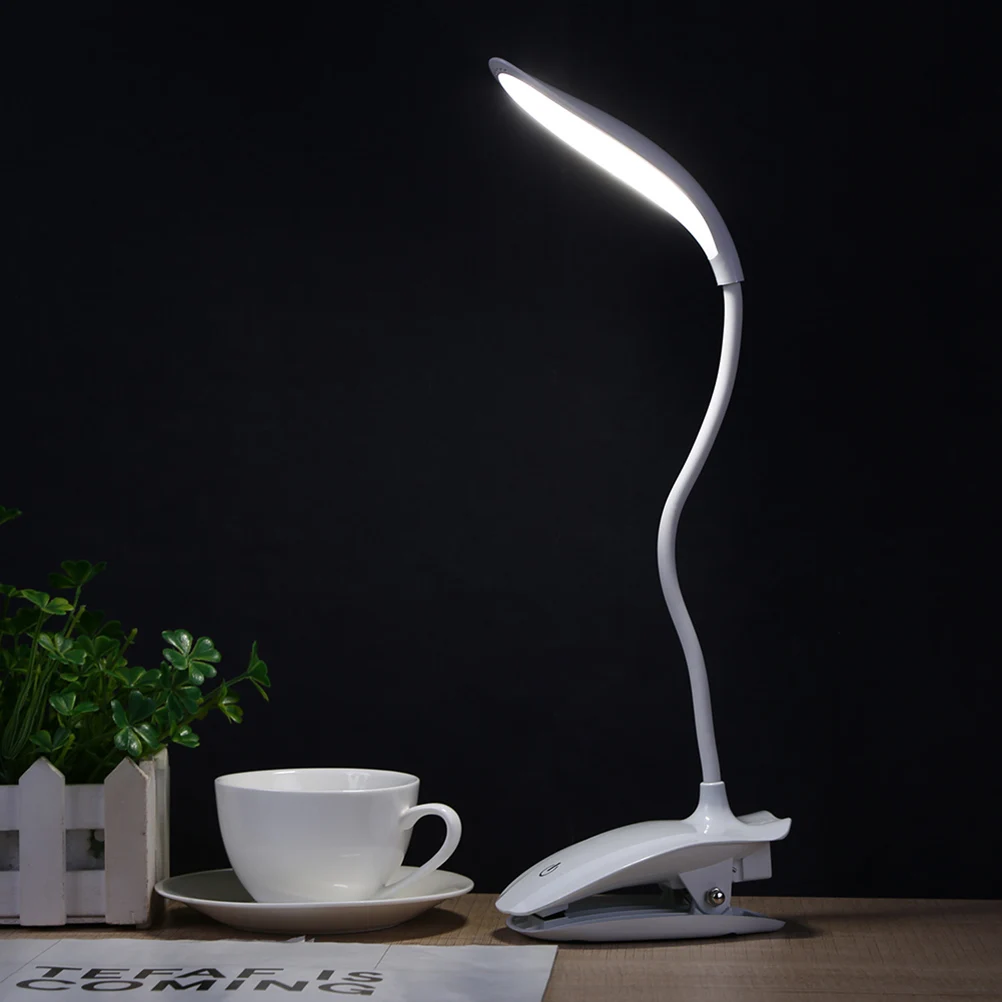 

16LED Eye Protection Desk Lamp Rechargeable Reading Light Flexible Clip On White Child Bedroom Study Non Flickering Polymer