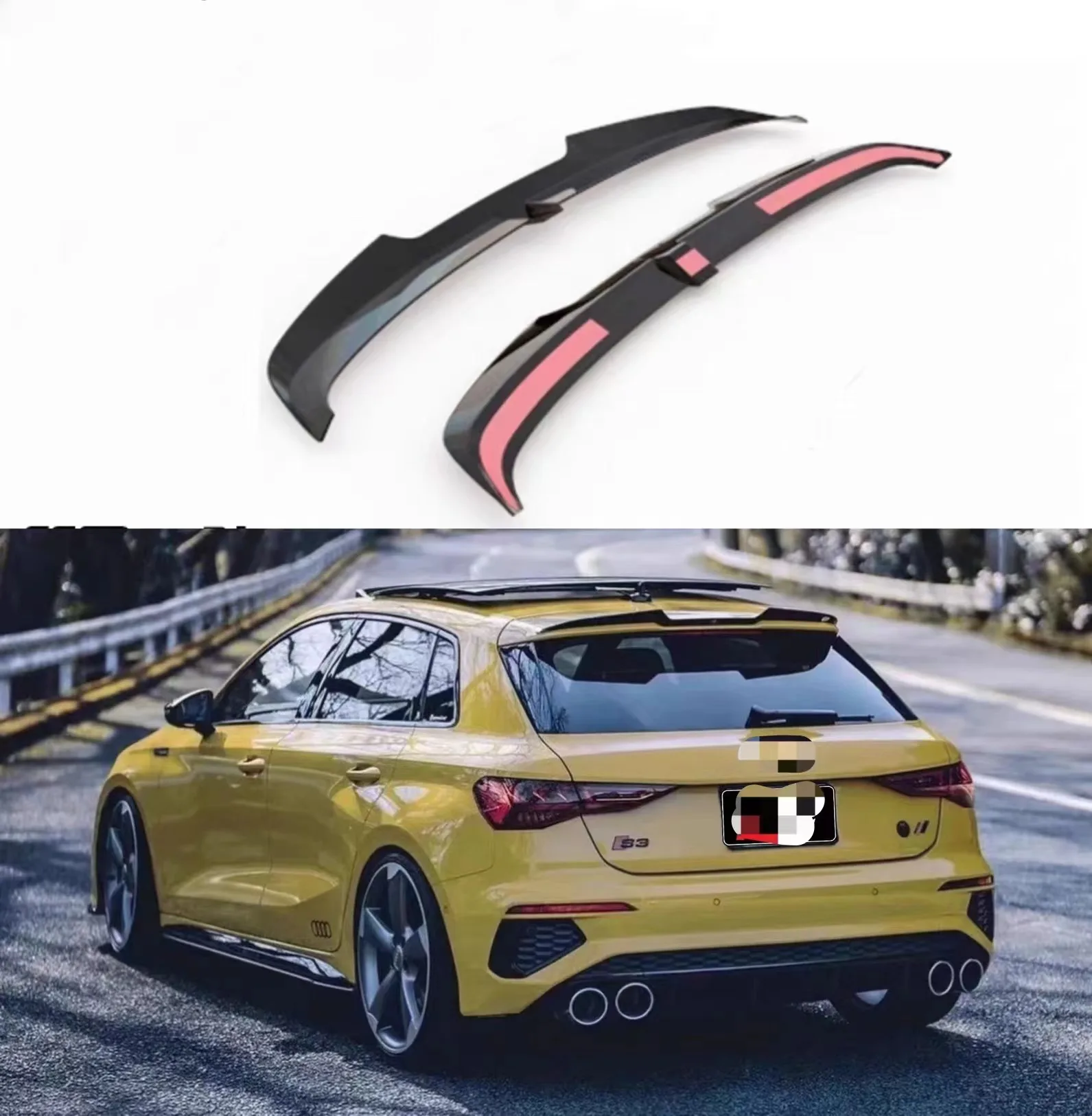 For Audi A3 S3 RS3 8Y 5Door Sportback 2020-2024 Maxton Style Car Rear Roof Spoiler Splitter Rear Trunk Lip Cap Car Accessories