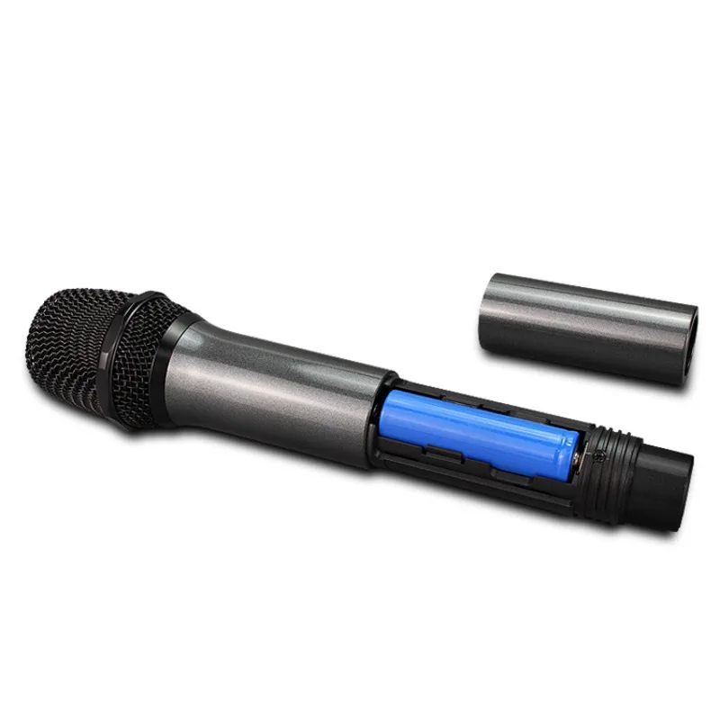 A-21 UHF Wireless Microphone Rechargeable Wireless Microphone Metal Dual Handheld Dynamic Mic with Rechargeable Receiver Karaoke