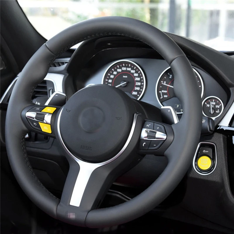 Car Steering Wheel Yellow M1 M2 Switch Button Cover Trim Start stop button For BMW X1 M 2 3 4 5 6