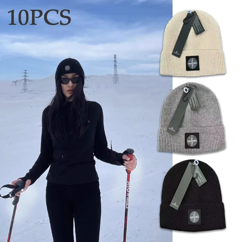 1-10PCS Cold Hat Autumn and Winter New Couple Retro Trendy Skiing Outdoor Knitted Woolen Hat Melon Skin Hat Warm and Windproof