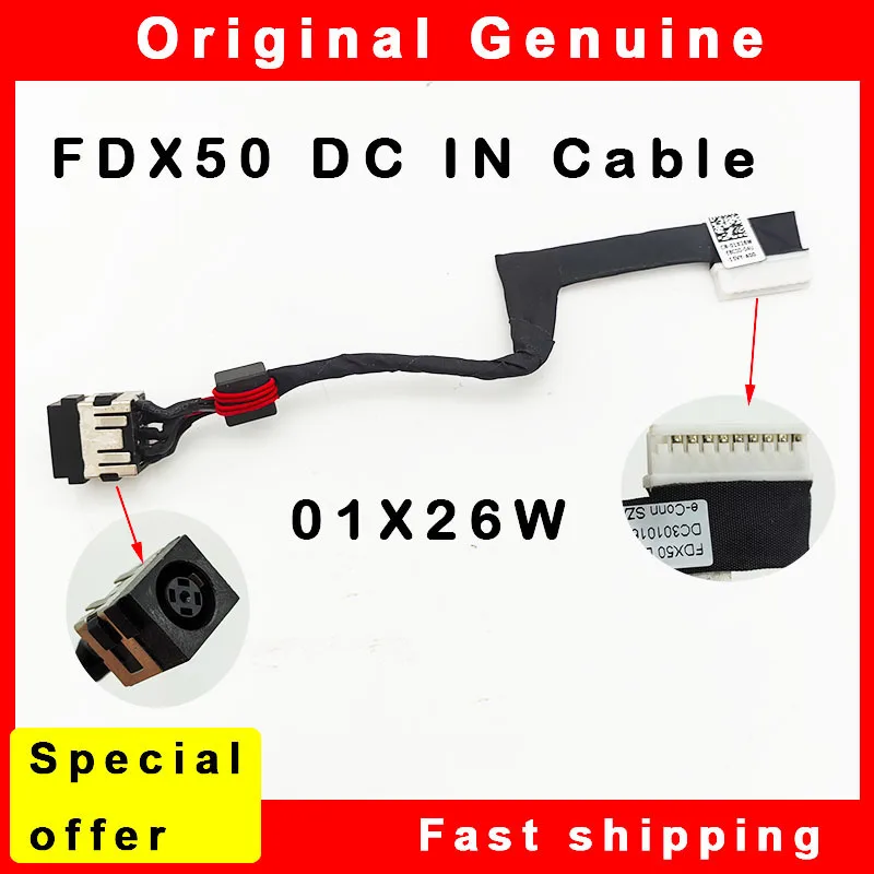 Laptop DC Power Jack with cable For Dell Precision 7550 7560 FDX 50 DC-IN Flex Cable 1X26W  01X26W DC301016300