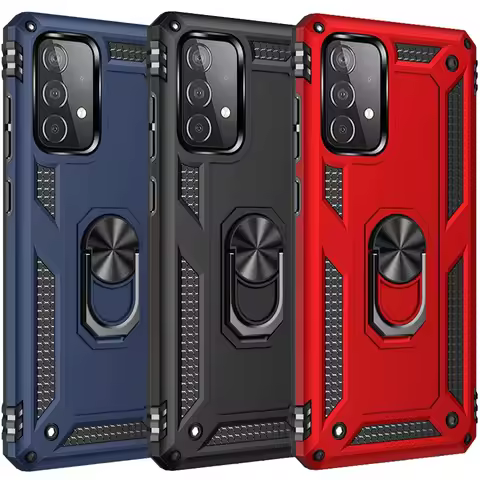 Fashion Armor Case For Samsung Galaxy S24 S23 S21 S20 FE Ultra S10 S9 Plus Note 20 Ultra Metal Ring Anti-drop Shockproof Cover