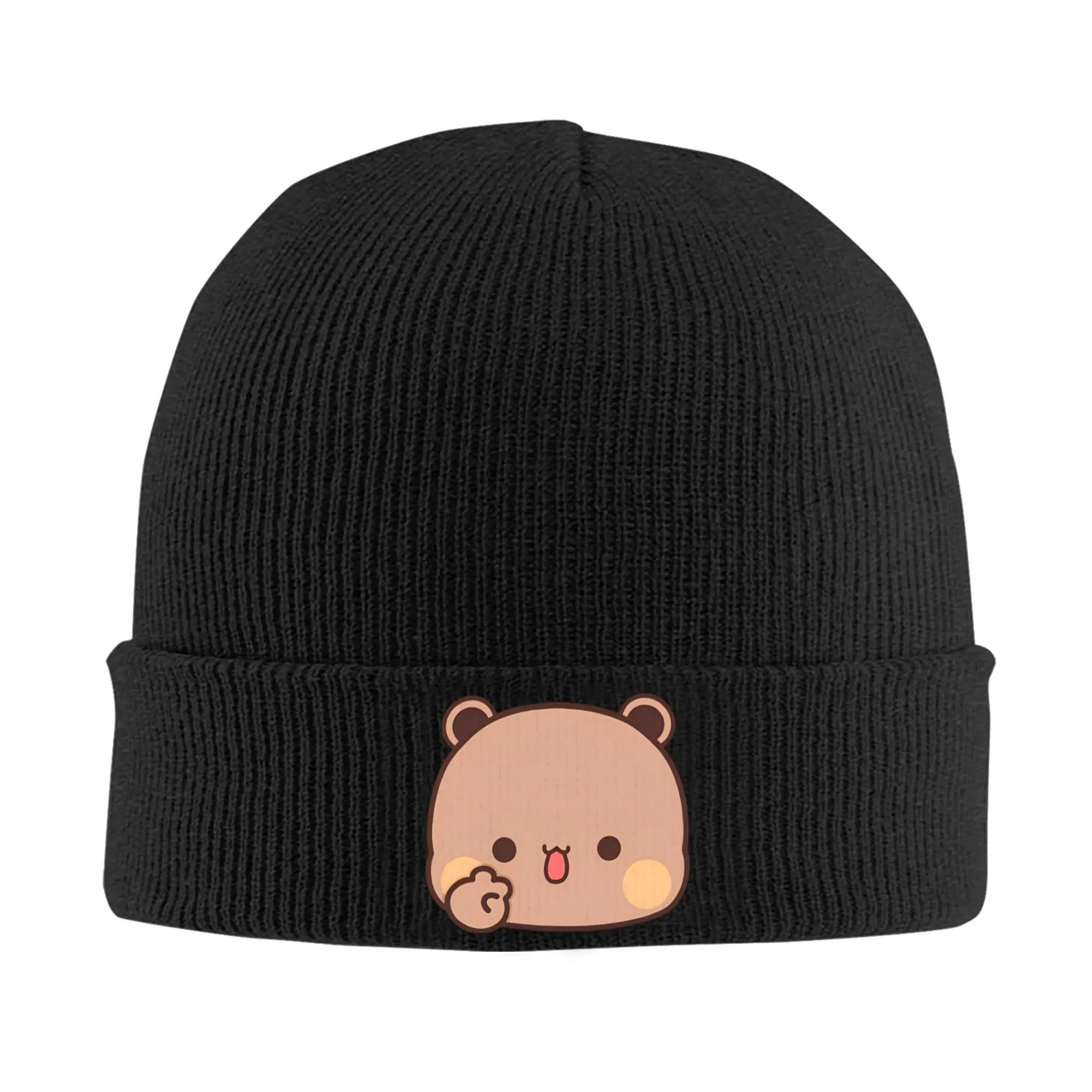 Bubu Yier Bear Cartoon Knitted Caps for Women Men Beanie Winter Hats Acrylic  Warm Melon Cap