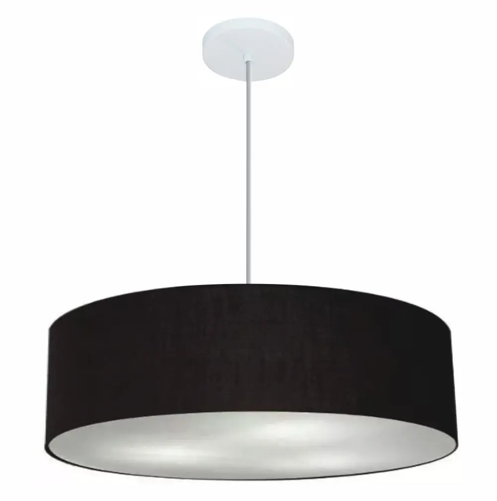 60x15cm Black Fabric Dome Md-4221 Cylindrical Pendant Chandelier-Bivolt