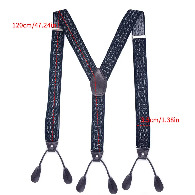 حمالات رجالي على شكل حرف Y من الخلف للرجال، نهاية أزرار شديدة التحمل، كبيرة وطويلة قابلة للتعديل لحفلات الزفاف
