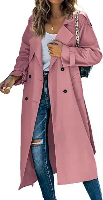 Y2K Women's Trench 2023 Autumn and Winter New Fashion Casual Solid Color Double Breasted Polo Collar Long Sleeve Trench Coat