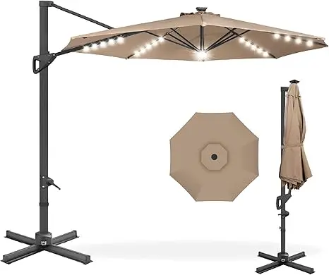 Mounted Patio Umbrella, Outdoor Wall Umbrella with Adjustable Pole, Sunshade Umbrella with Wind Vent, Patio Umbrellas