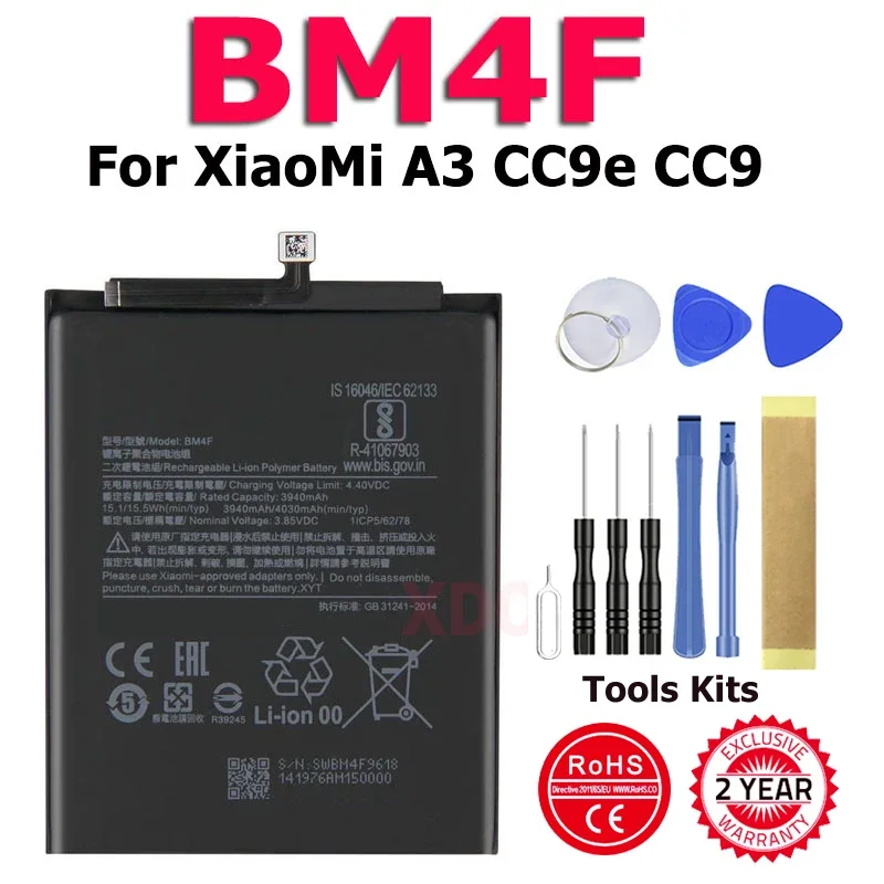 XDOU-BM4F 4030mAh bateria para Xiaomi Mi, A3, CC9, CC9e, Mi 9 Lite, baterias de substituição do telefone, ferramentas, alta qualidade