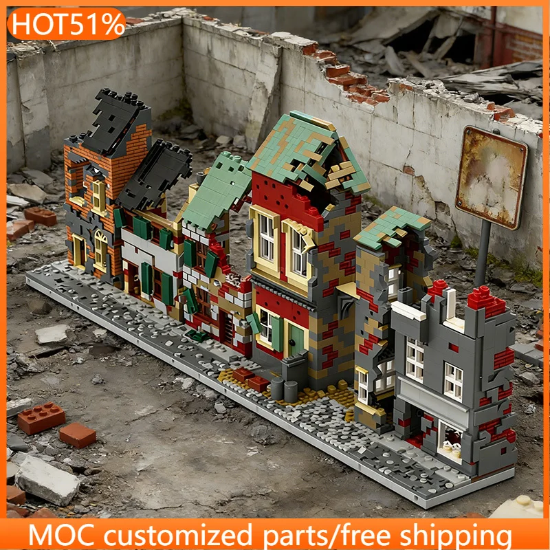 4325 PCS 모듈형 건물 파괴된 집 MOC 맞춤형 모듈형 빌딩 블록 어린이용 브릭 인기 창의적인 DIY 조립 장난감 선물