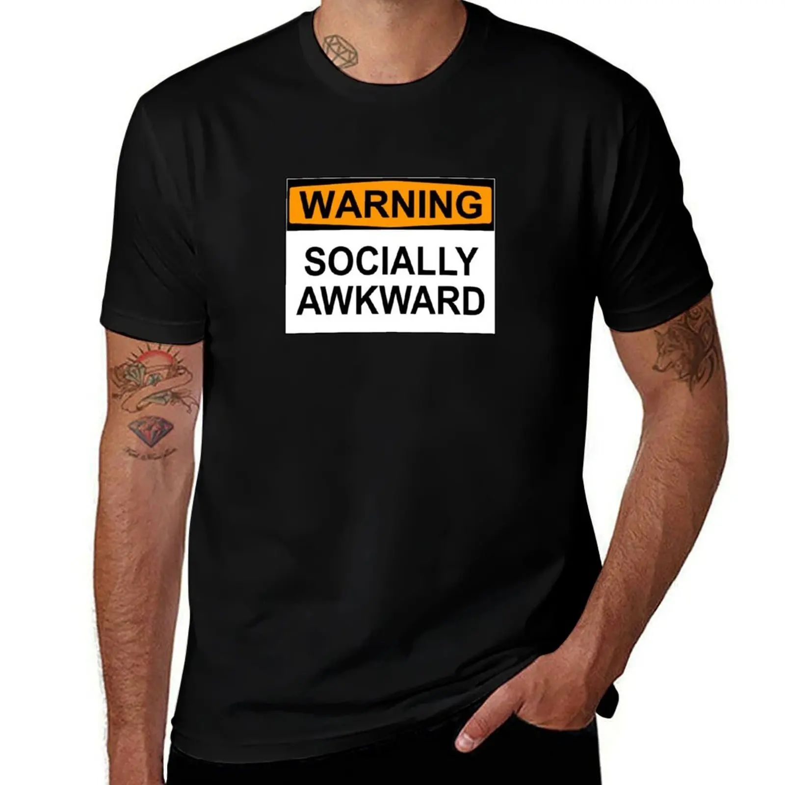 WARNING: SOCIALLY AWKWARD T-Shirt Industrial Work Tee Shirt T-Shirt