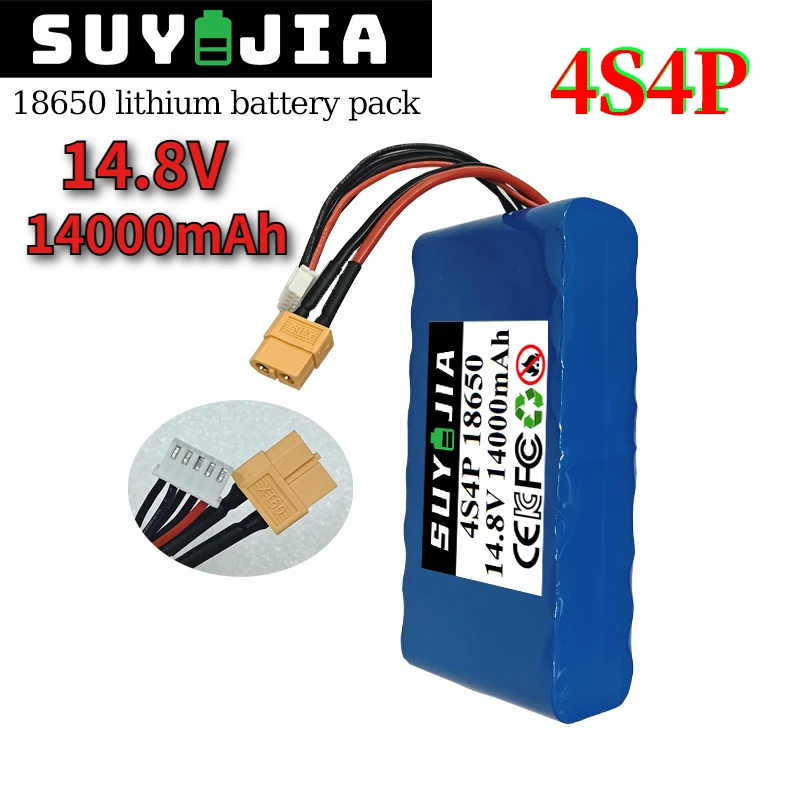 

18650 Lithium Battery Pack 14.8V 14Ah 4S4P 207.2WH 16.8V LED Night Fishing Lamp Heater Miner's Lamp Amplifier Battery BMS