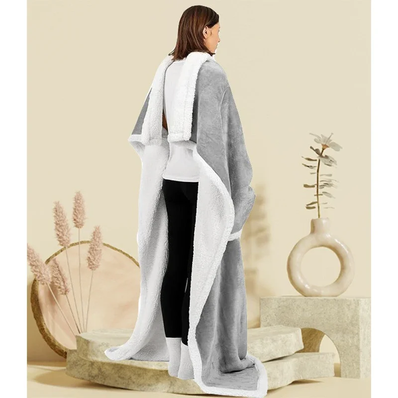 

Ultra Warm Wearable Blanket With Sleeves | Soft Fleece Hooded Robe For Sofa/reading | Unisex Cozy Lazy Blanket For Winter