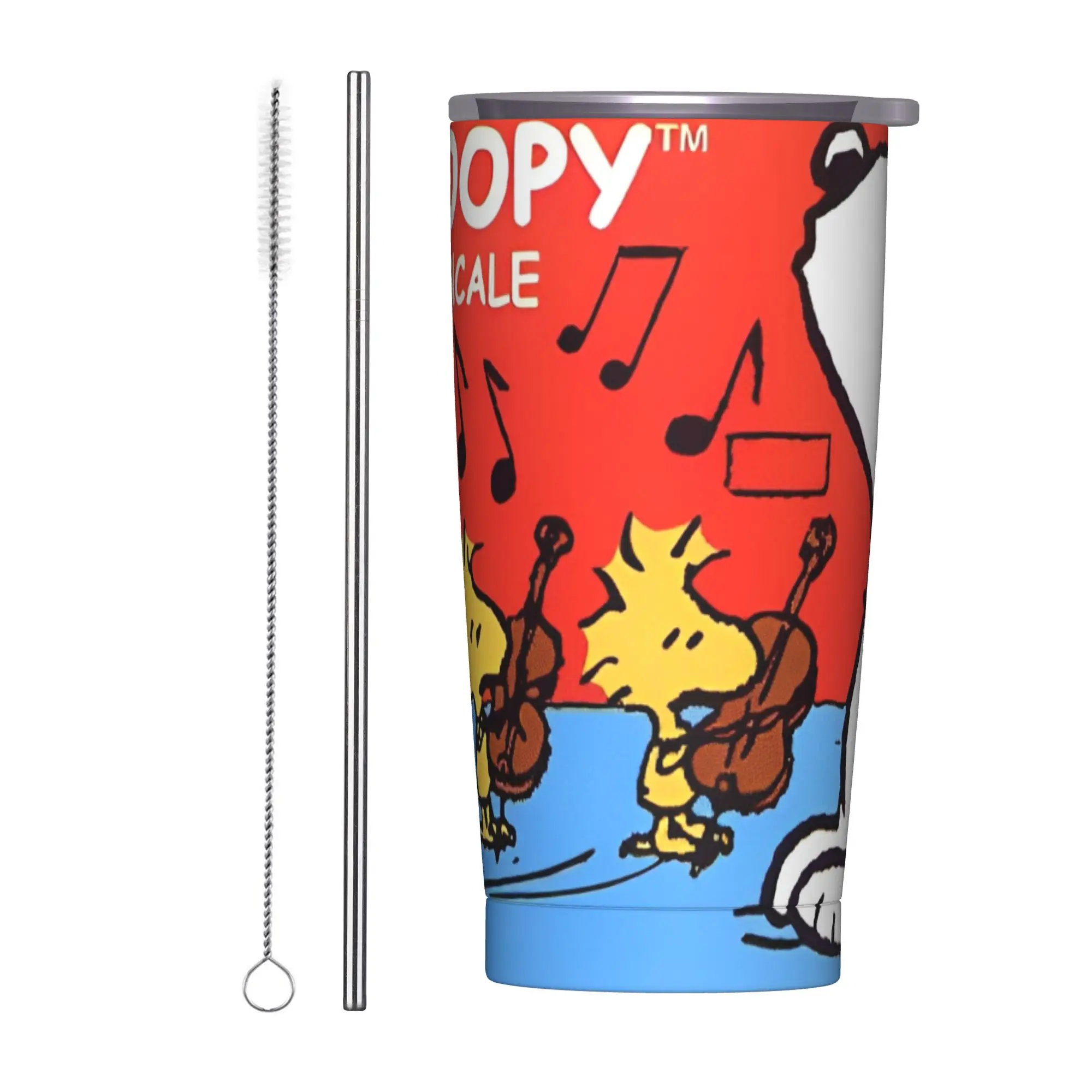 

Snoopys cartoon dog Tumbler 20oz Stainless Steel Double Wall Vacuum Insulated Travel Mug With Straw