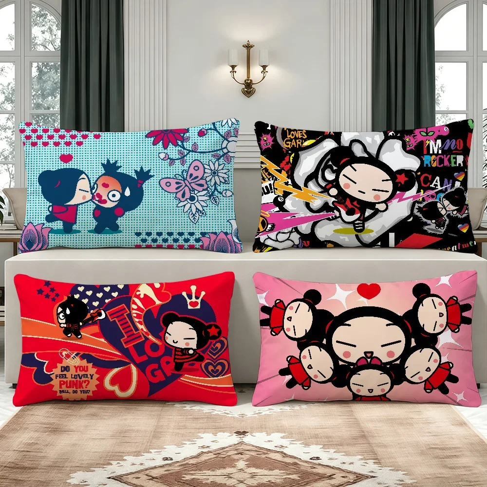 Cartoon P-Pucca-S Classic Cute cushion cover Breathable Washable Decor Shell Concealed Zipper Sofa Office Lumbar Decoration