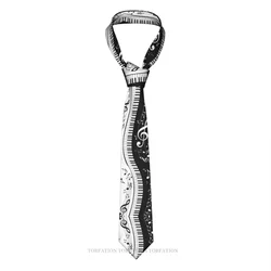 Minimalistic Piano Keys Print Ties Music Notes Casual Unisex Neck Tie Daily Wear Narrow Striped Slim Cravat
