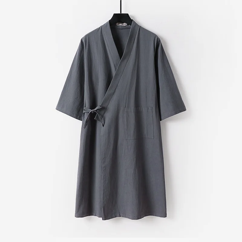 Long Cardigan Kimono Shirt Jacket Men Plus Size 9XL Linen Shirts Hanfu Daoist Robe Long Shirt Male Spring Autumn Long Jacket