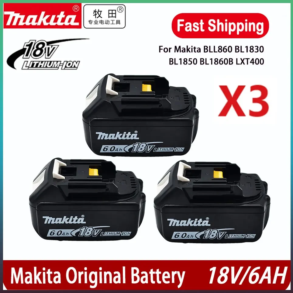 100% Original Makita 18V 6.0Ah Rechargeable Battery ,For Makita BL1830 BL1830B BL1840 BL1840B BL1850 BL1850B Power Tools Battery