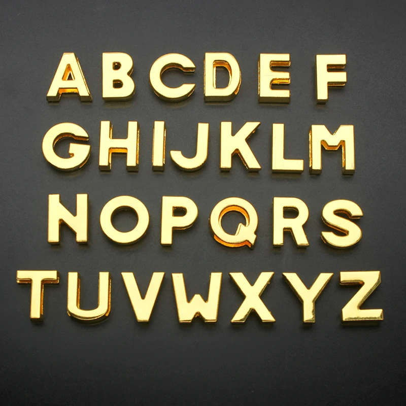 10mm Plain Golden Slide Charms Letters For Jewelry Making Women Bracelet  Alphabet A-Z Pet Collar Necklace DIY Accessories Gift