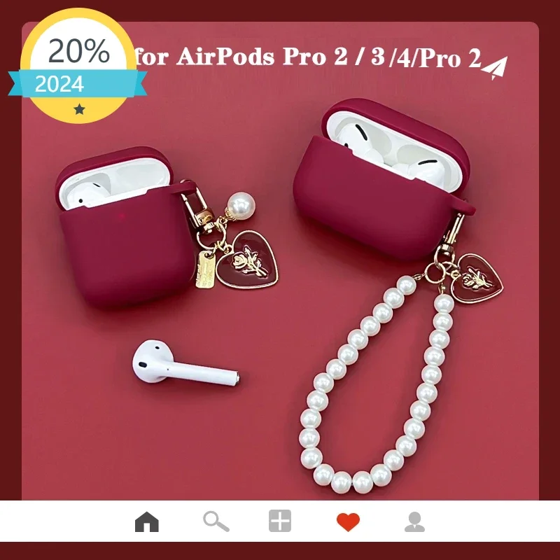 2024 For AirPods 4 Case airpod pro 2 cover Luxury Retro Rose Flower Silicone earphone cover fundas Air Pods 3 Case