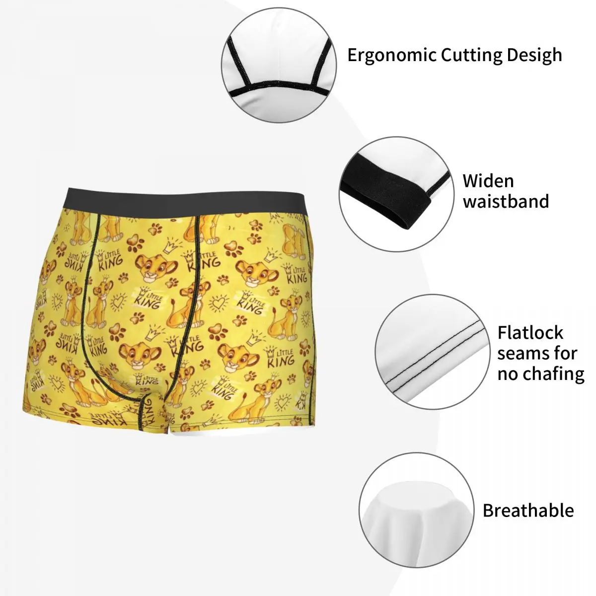 Boxers de dibujos animados Kawaii del Rey León personalizados, pantalones cortos, bragas, calzoncillos para hombre, calzoncillos cómodos con patrón Retro Simba, ropa interior