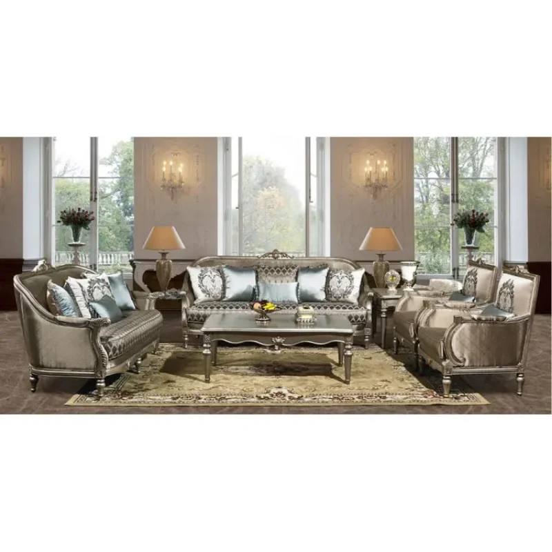 

Silver wooden classic sofa set furniture sofa