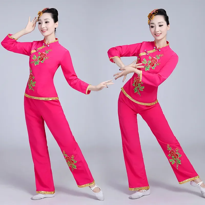 Nieuwe Oude Chinese Kostuum Vrouwen Folk Dans Leeuw Voor Vrouw Hanfu Vrouwen Nieuwjaar Fan Yangko Podium Kleding Dragon Jonger