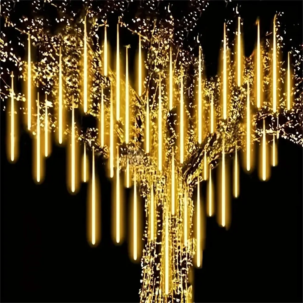 LED Meteor Shower Fairy Light String, 8 tubos, guirlanda de casamento, feriado, decoração de Natal, decoração do jardim, UE, EUA Plug, 30 cm, 50cm