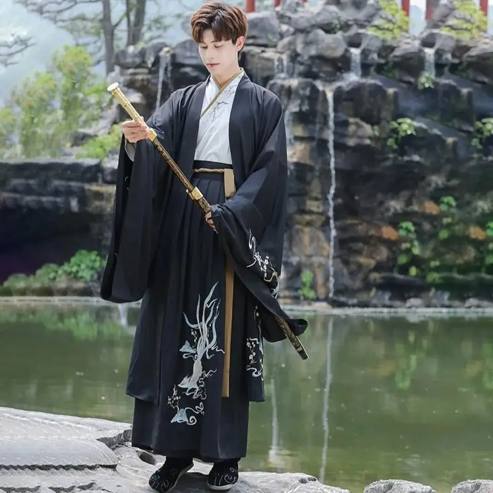 Chinese silk robe ancient knight hanfu men women aldult Kimono Swordsman hanfu Traditional Vintage Ethnic cosplay Dance Costume