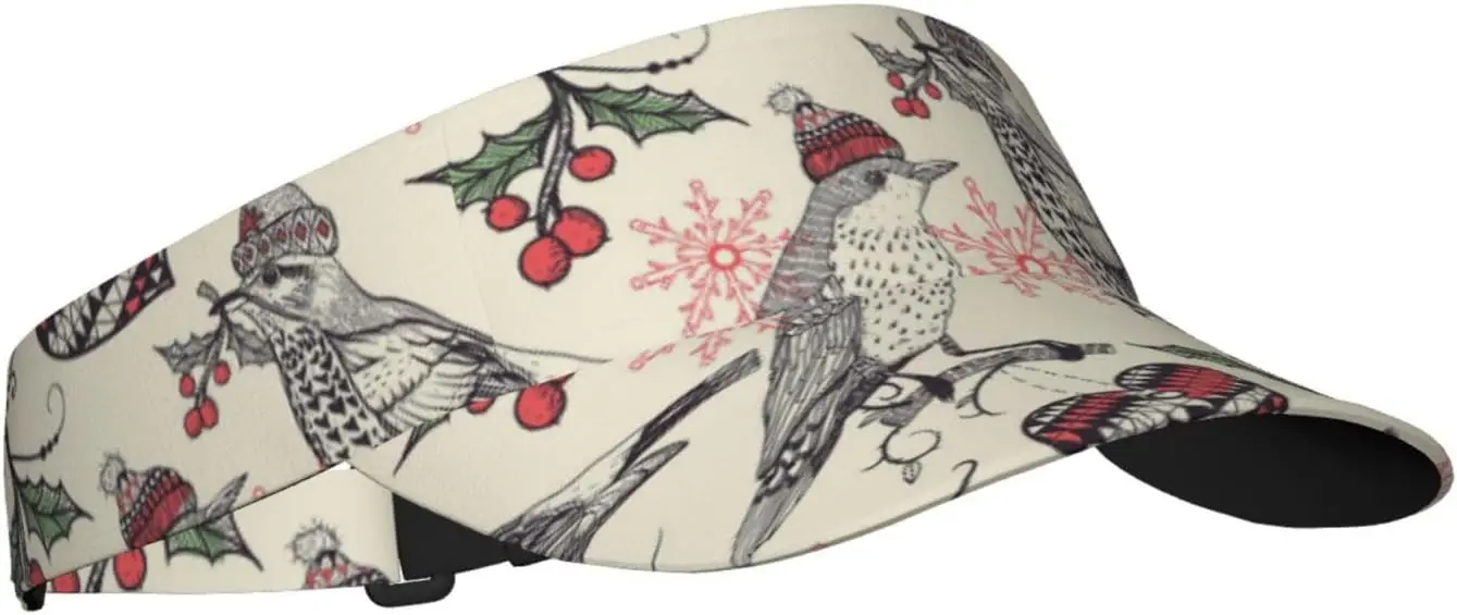 Sport Sun Visor Hat Christmas Bird Snowflake Unisex Sun Hat Cap for Jogging Walking