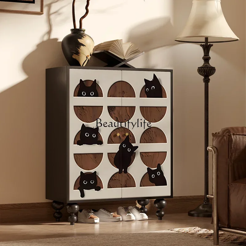 

FG10Modern simple storage shoe cabinet household solid wood porch locker