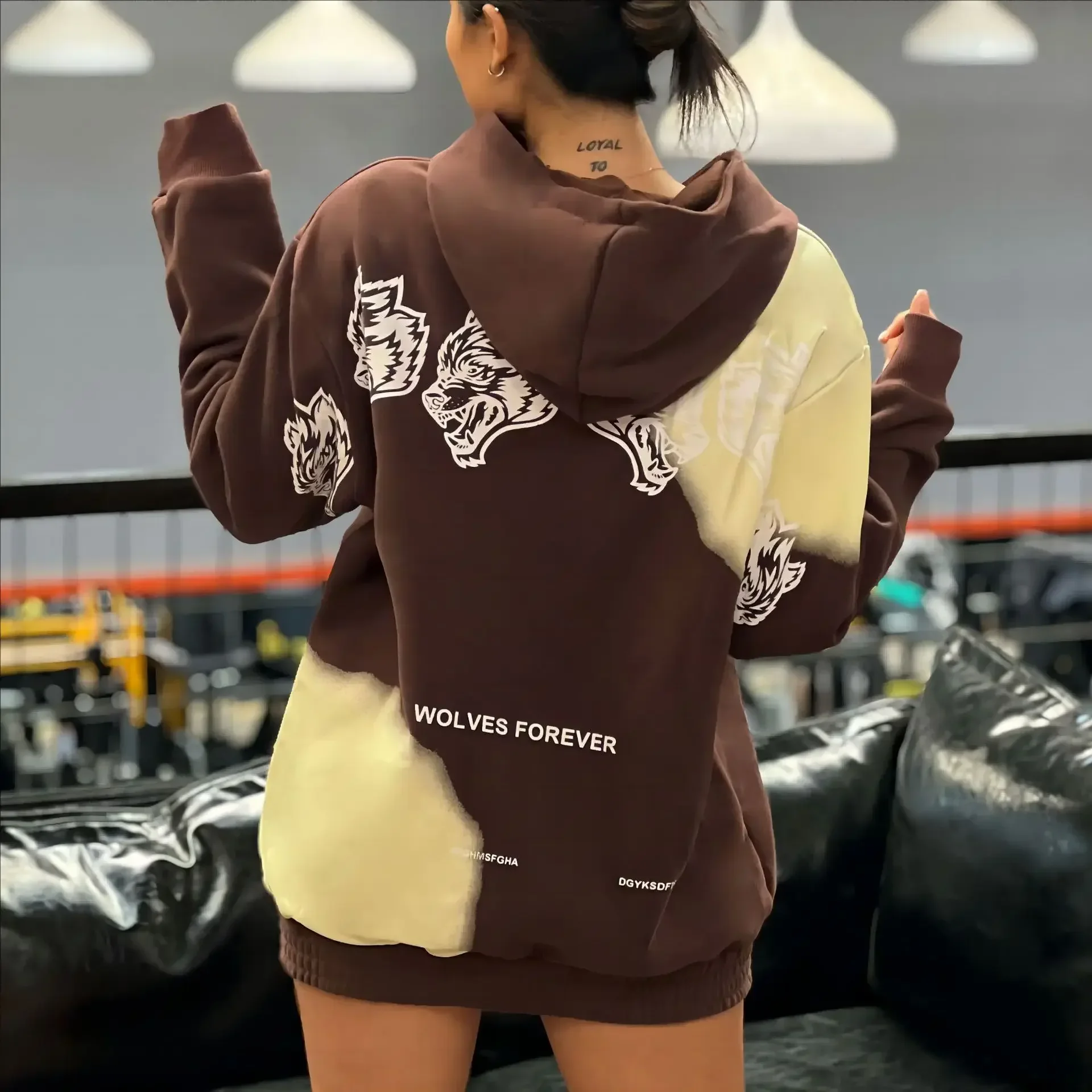 Lightweight Men's And Women's Wolf Head Fleece Thickened Sweater Autumn And Winter Pullover Hooded Fitness Sports Ca sual Jacket