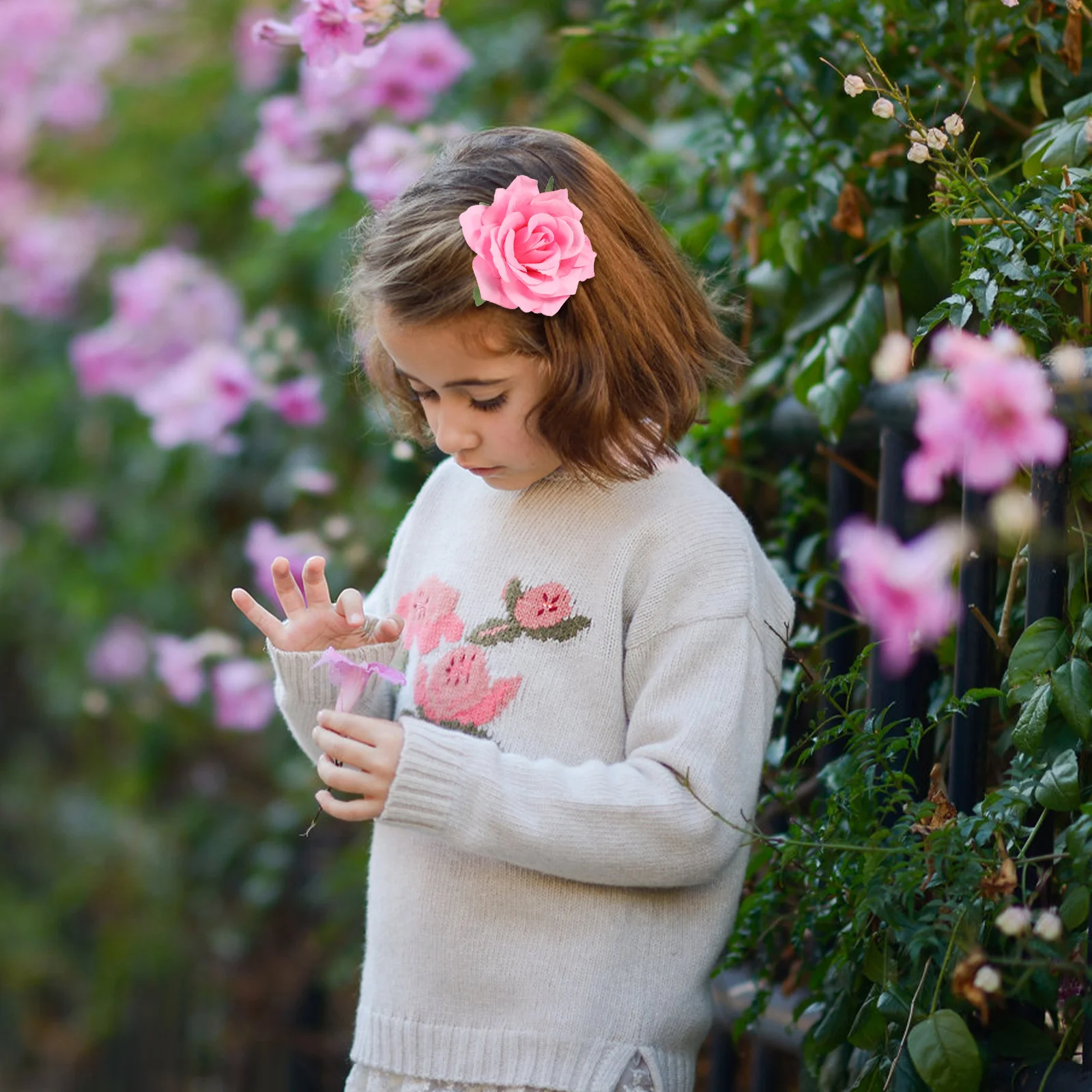 

9Pcs Rose Brooch Pins Realistic Fabric Flowers Dual Purpose Hair Clip Wedding Party Accessories Hairpin Head Pieces