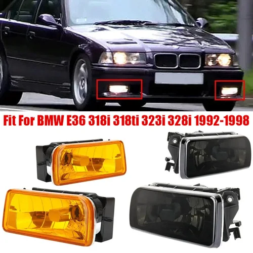 Imagen 1 del producto 2 uds luz antiniebla del parachoques delantero carcasa de la lámpara compatible con BMW E36 318i 318ti 323i 328i 1992-1998 accesorios de coche lámpara antiniebla sin bombilla