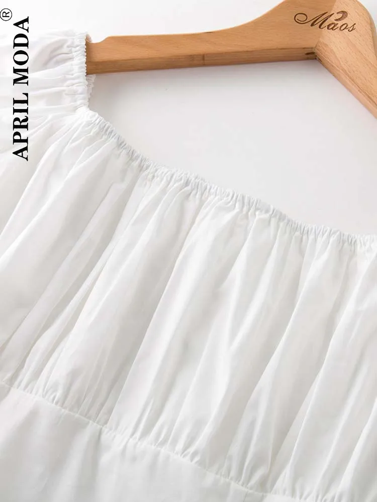 2025 Retro Vintage Woman Blouse Puff Sleeve Blusas Summer Low Back Peasant Womens 50s 60s Pinup Cotton White Plus Casual Tops