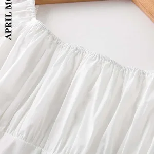 Frauen -Vintage -Hülse -Retro -Bluse, Bauern mit niedrigem Rücken, 50er, 60er Jahre Pinup Baumwolle, lässige weiße Tops, Sommer, 2022 10 Hauptbauernverkleidungskleidung - №10