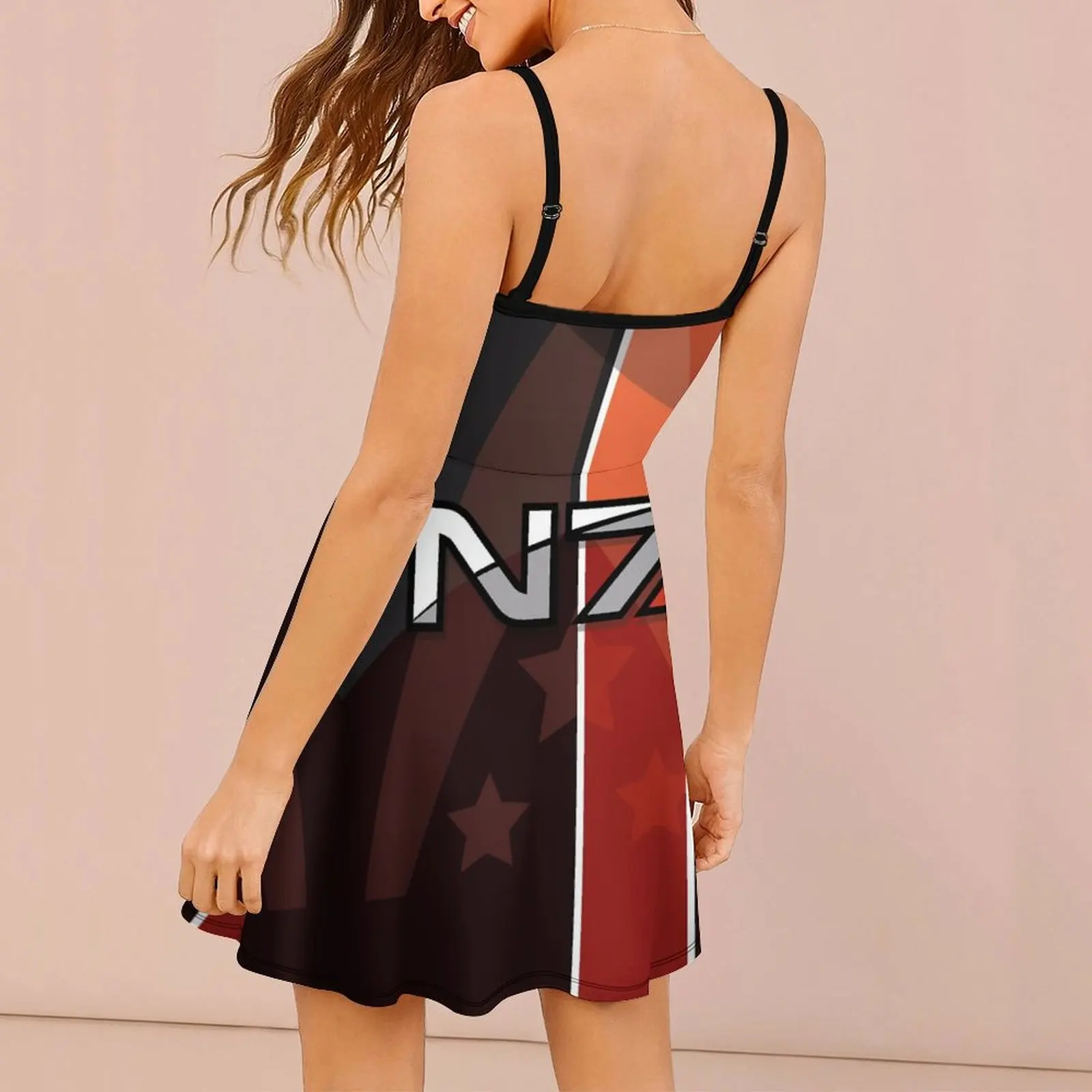 N7 Mass Effect Women's Sling Dress Funny Joke Suspender Dress Novelty Sexy Woman's Clothing  Vacations